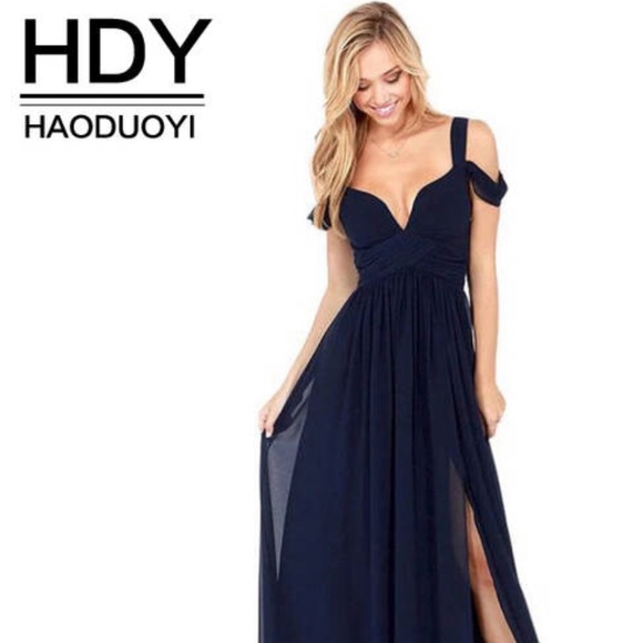 HAODUOYI Dresses & Skirts - HAODUOYI Stunning Black Gown with Sexy Slit